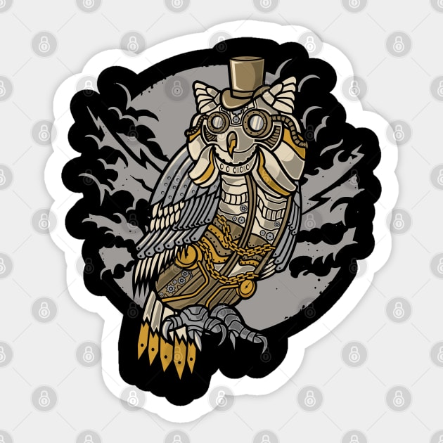 Retro Futurism Steampunk Electic World Owl 2 Sticker by EDDArt